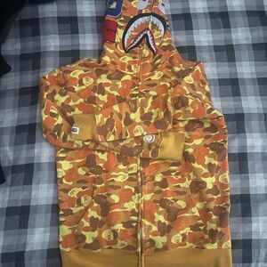 Bape Orange Camo Hoodie pub g addition runs small
